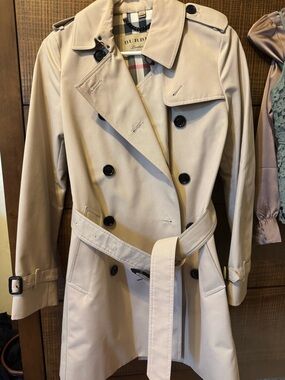 Burberry Beige Double-Breasted Trench Coat with Belt